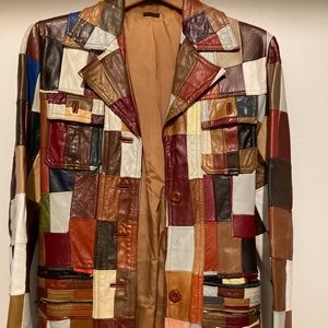 vintage "patchwork" vinyl jacket with belt